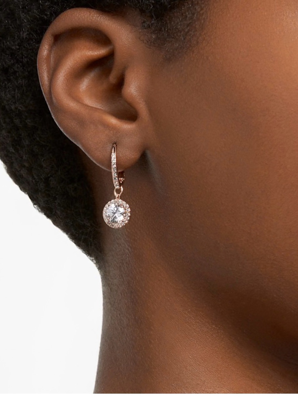 Swarovski Rose Gold Crystal Drop Earrings - Picture 1 of 3